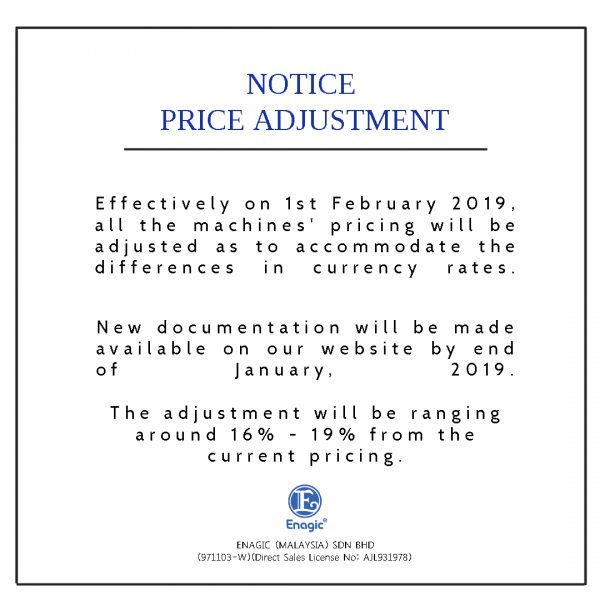 NOTICE Price Adjustment Enagic (Malaysia) Sdn Bhd