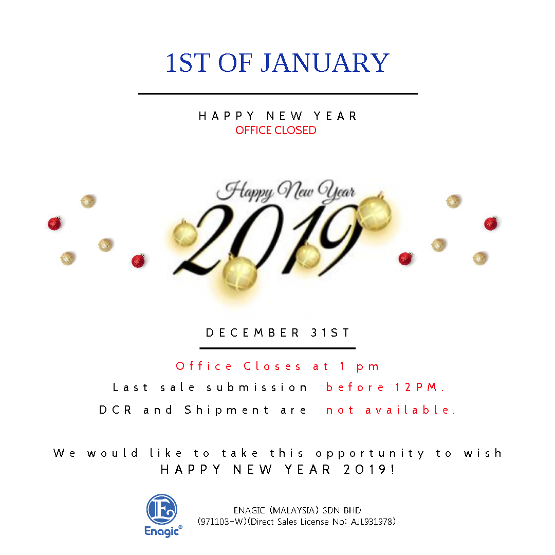 NOTICE : Happy New Year 2019 (Office Closed)