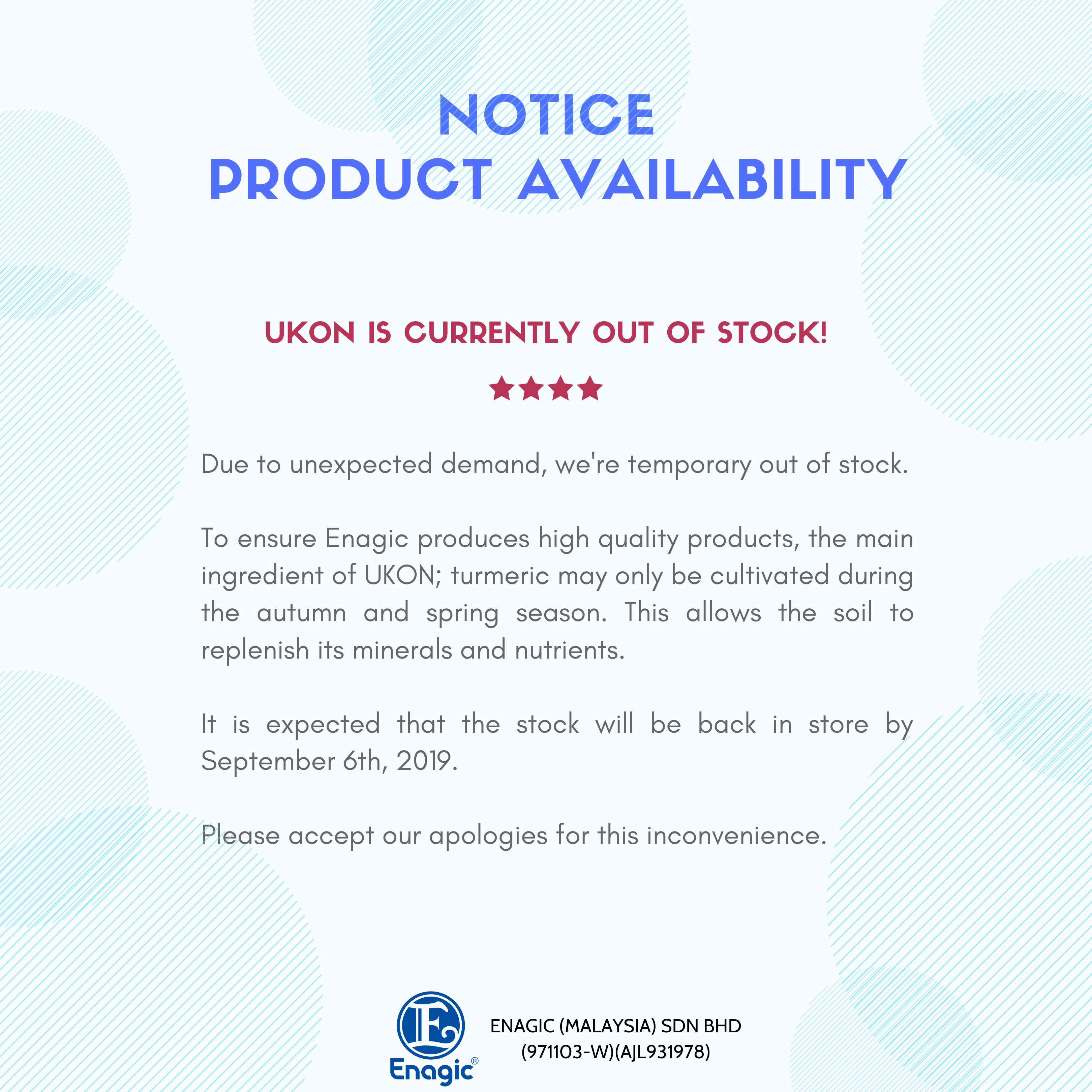 NOTICE | Product Availability