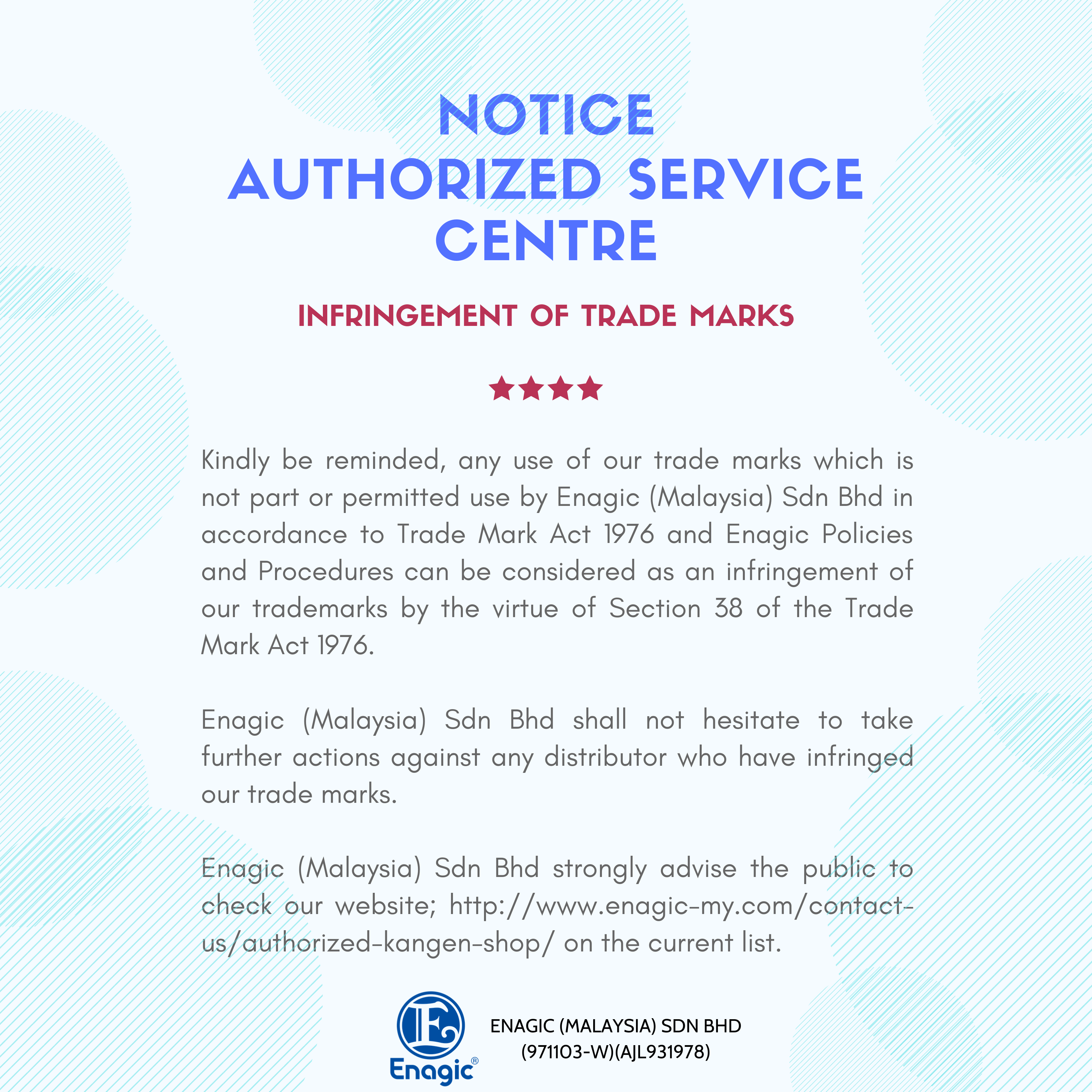 NOTICE | Authorized Service Centre