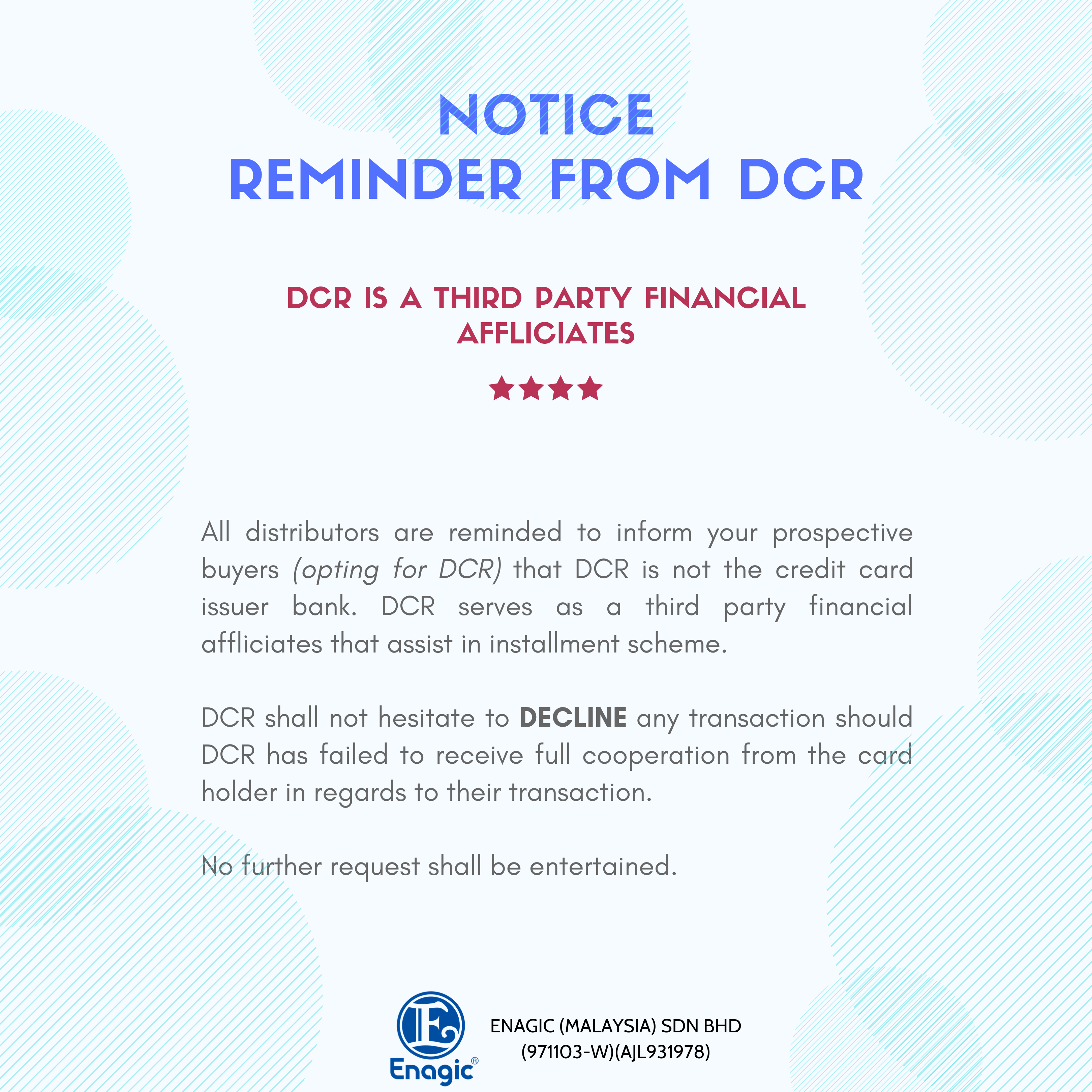 NOTICE | Reminder From DCR
