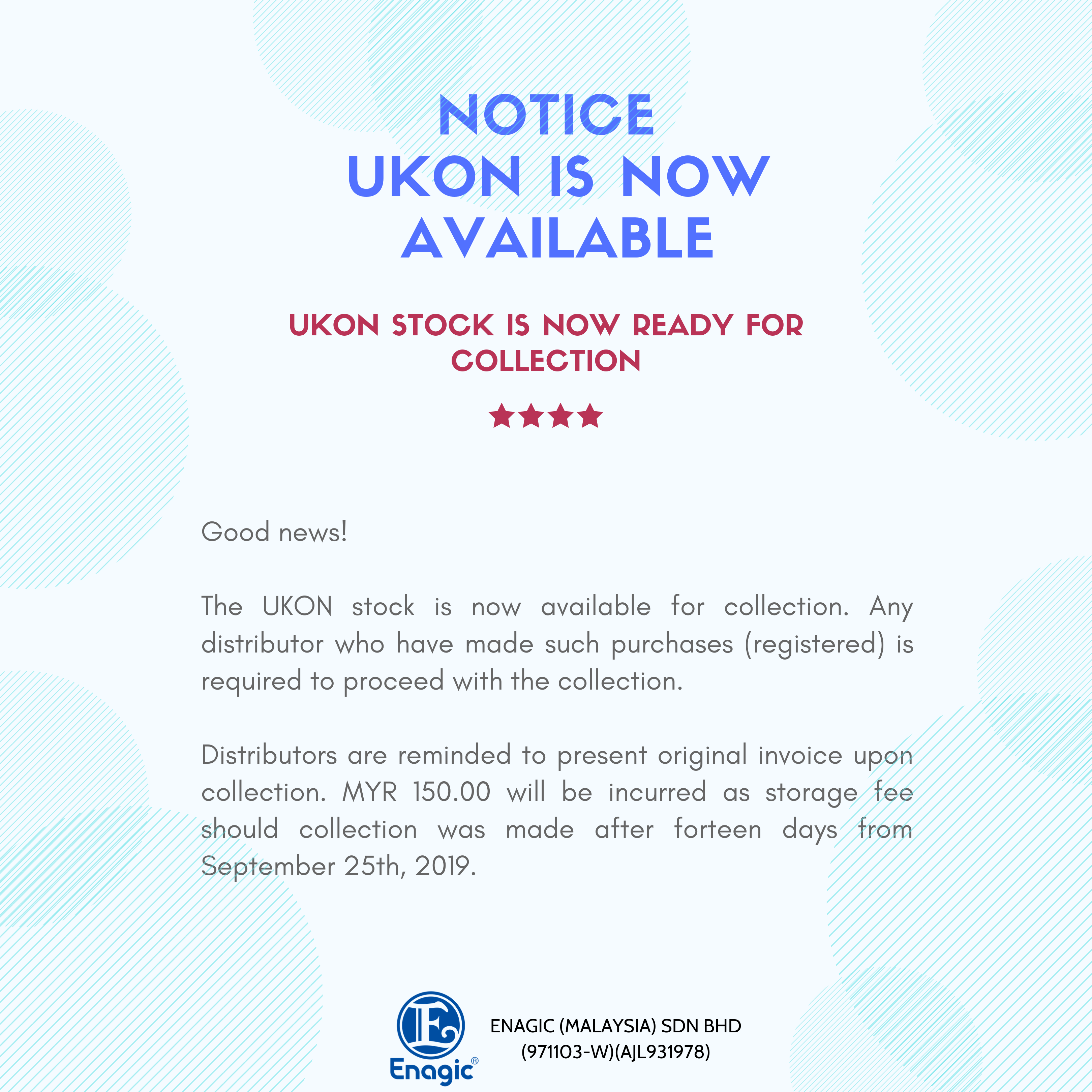 NOTICE | UKON Is Now Ready For Collection