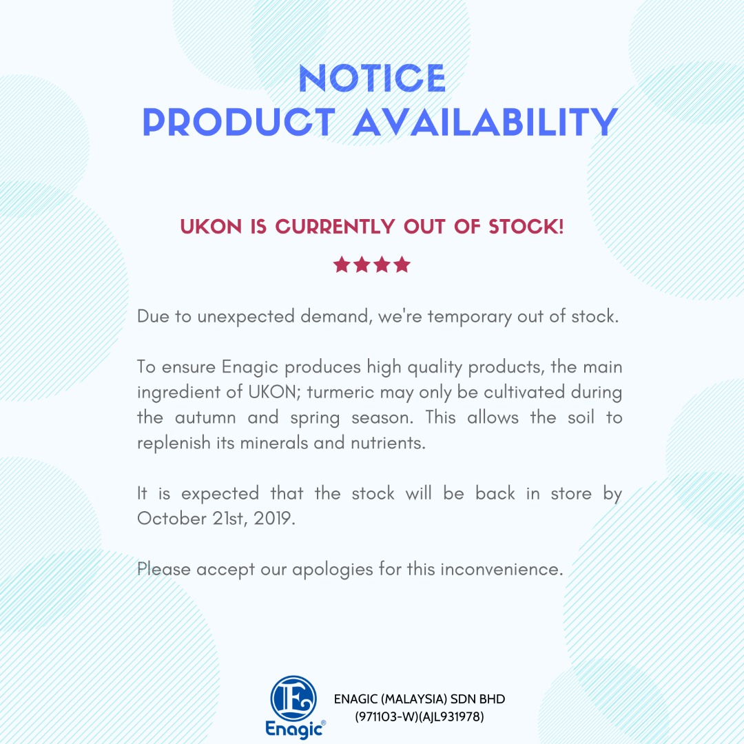 NOTICE | UKON Is Currently Out Of Stock!