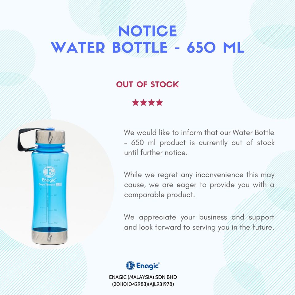 NOTICE | Water Bottle – 650 Ml