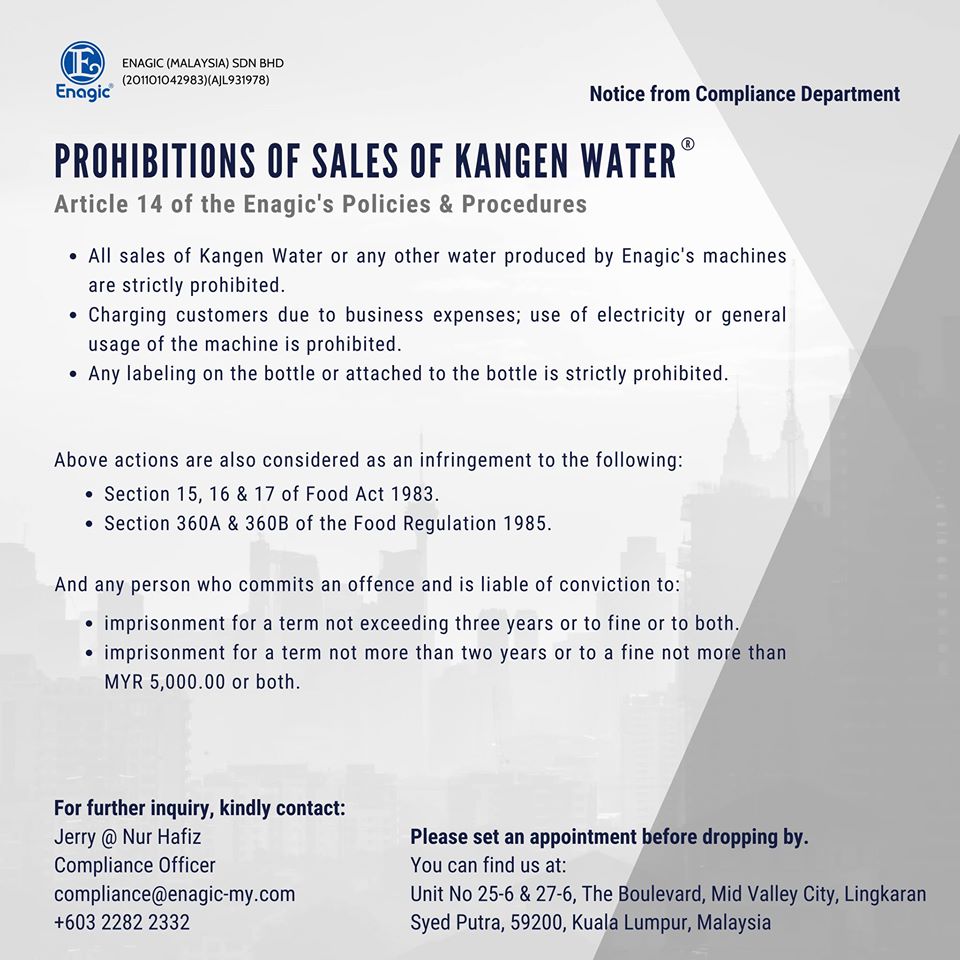 Compliance NOTICE | (Article 14) – Sales Of Water & Labeling