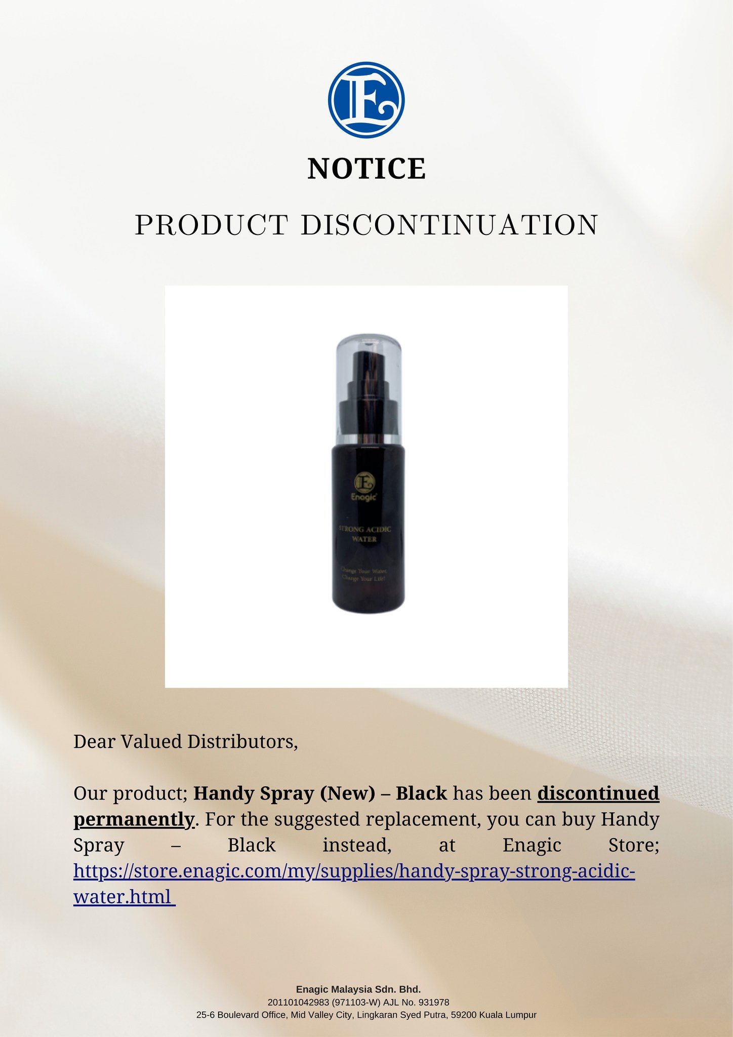 NOTICE | Product Discontinuation