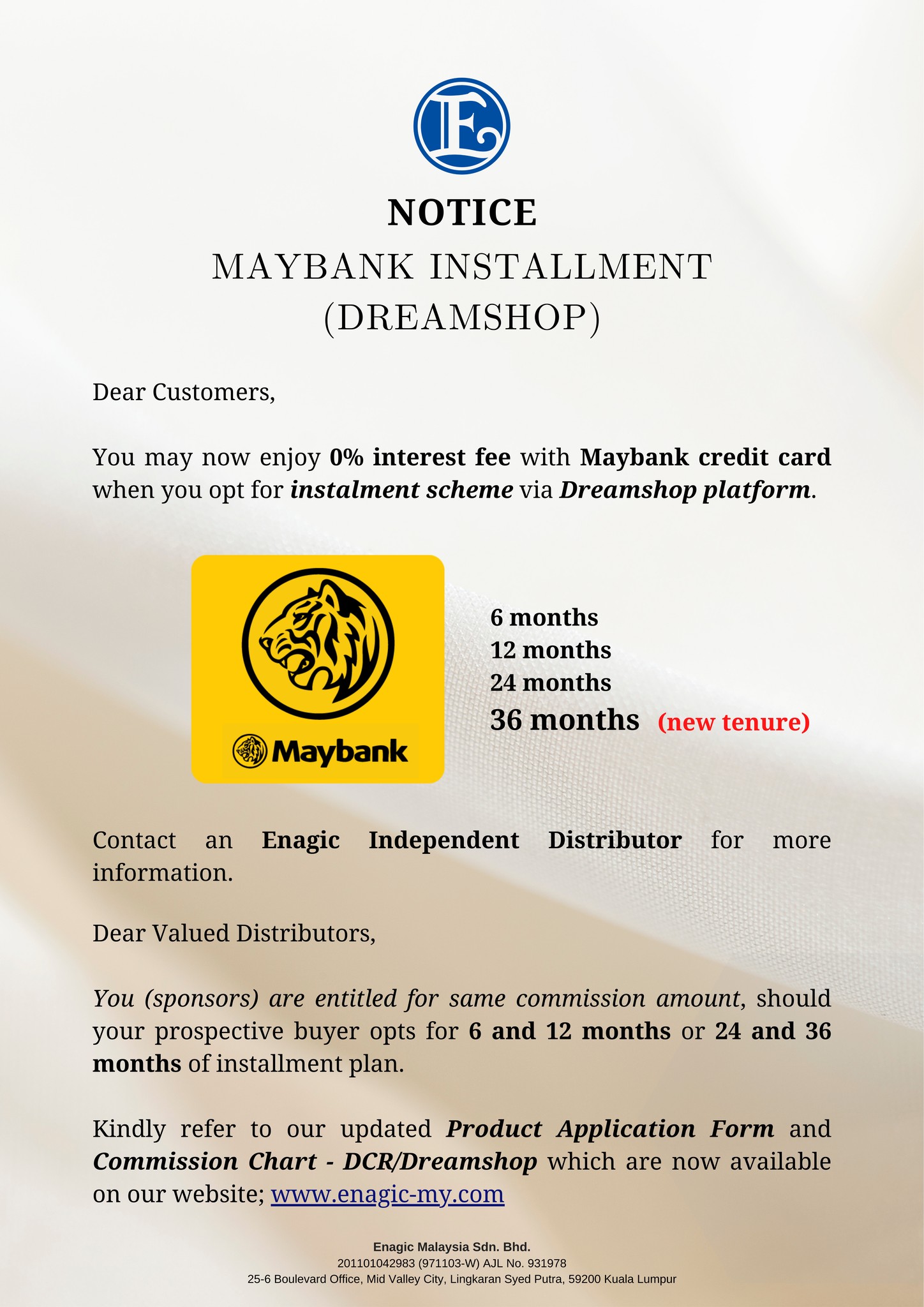 NOTICE | Maybank Installment (Dreamshop)