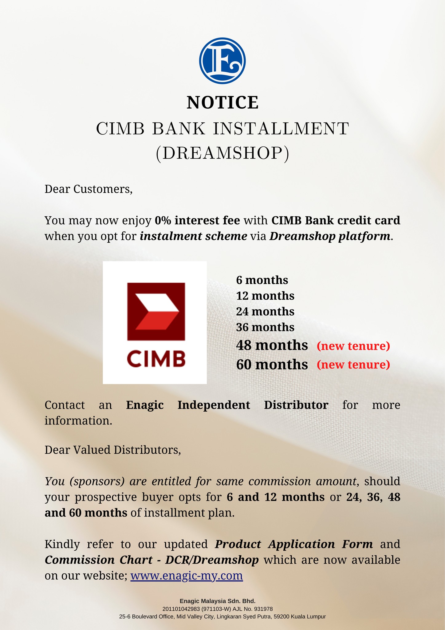 NOTICE | CIMB Bank Installment (Dreamshop)
