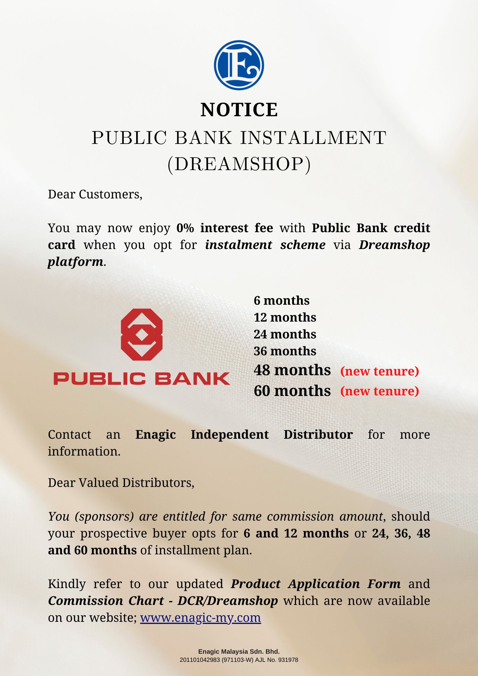 NOTICE – Public Bank Instalment (Dreamshop)